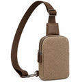 Borsa a tracolla 20 x 12 x 5 cm in tessuto marrone con doppia zip regolabile