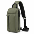 Borsa a tracolla 18 x 10 x 32 cm in tessuto verde oliva con scomparti e tracolla regolabile