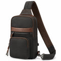 Borsa a tracolla 18 x 8 x 30 cm in similpelle nera e marrone con tasche multiple per uso quotidiano