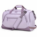 Borsa da viaggio 50 x 25 x 30 cm in tessuto sintetico lilla con tracolla regolabile e tasche con zip