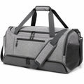 Borsone da viaggio 50 x 25 x 28 cm in tessuto sintetico grigio e nero con tracolla regolabile e scomparti con zip