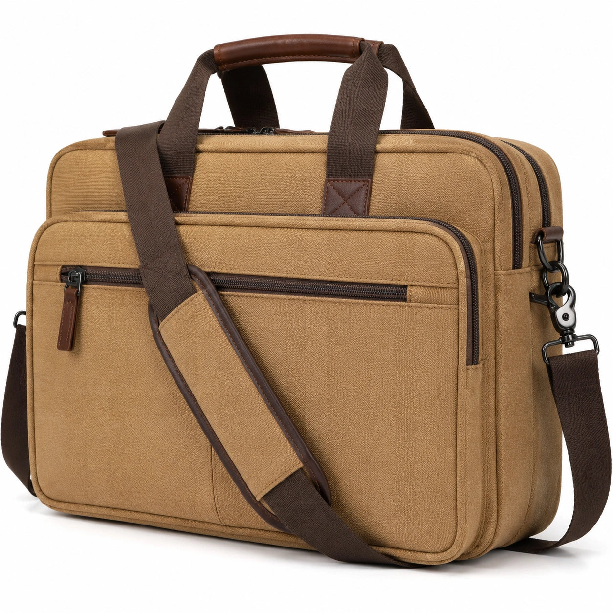 Borsa portadocumenti 40 x 10 x 30 cm in tessuto beige con tracolla - multitasche con zip