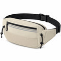 Marsupio 30 x 15 x 8 cm in poliestere beige con cintura regolabile e tasche con zip