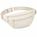 Marsupio taglia unica in tessuto sintetico beige con tasche zip e cintura regolabile