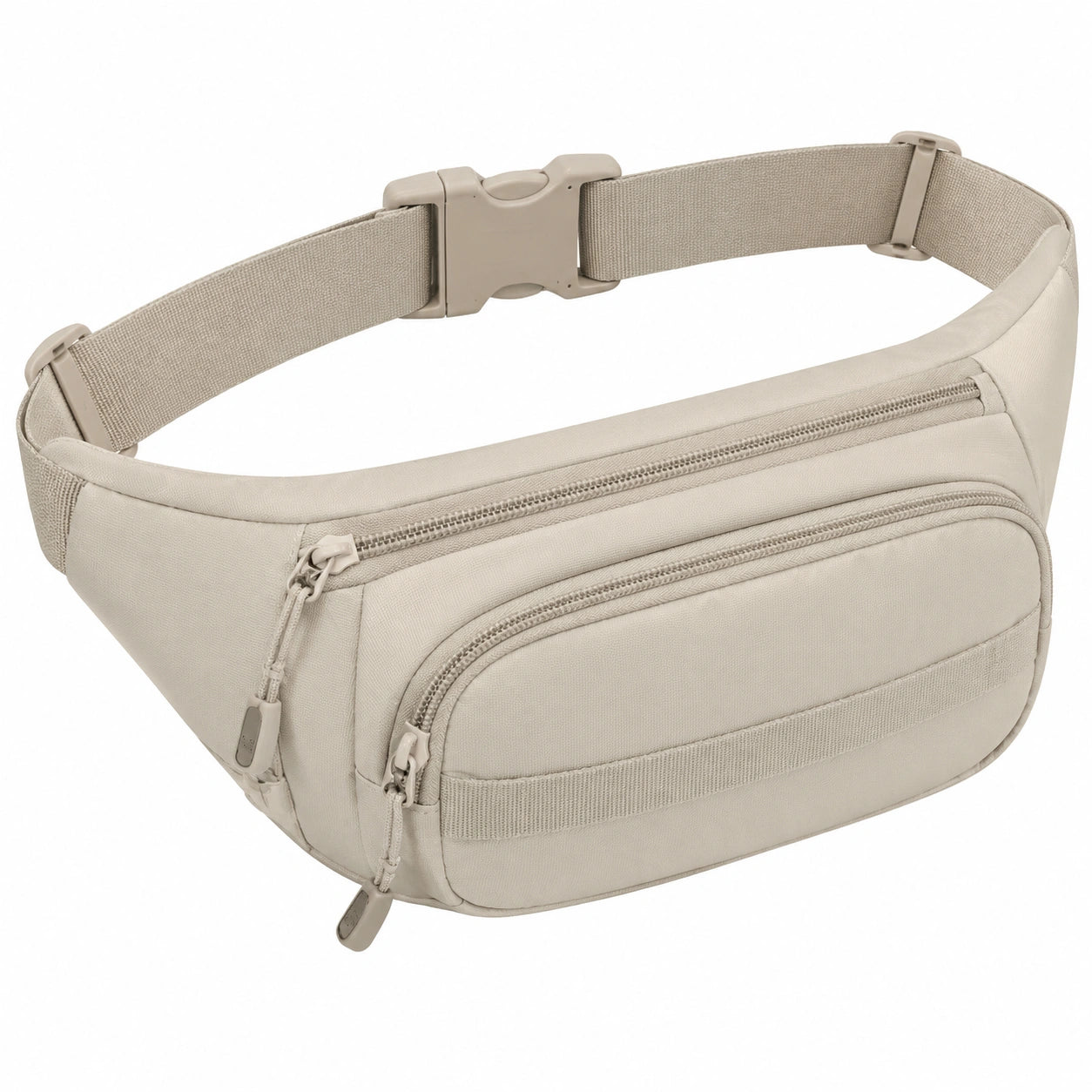 Marsupio 32 x 8 x 16 cm in tessuto beige con tasche zip stile urbano