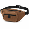 Marsupio 30 x 15 x 12 cm in velluto a coste marrone - regolabile con tasche con zip