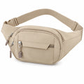 Marsupio 32 x 15 x 18 cm in tessuto sintetico beige con cintura regolabile e tasche con zip