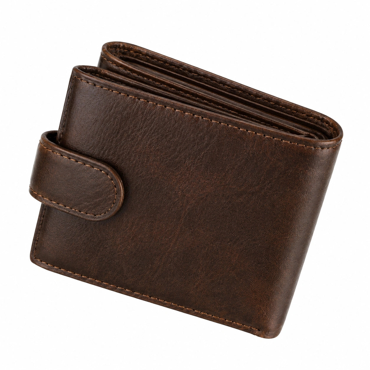 Portafoglio da uomo 12 x 10 x 2 cm in similpelle marrone - pieghevole con linguetta