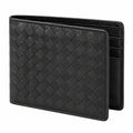 Portafoglio uomo 11 x 9 x 1 cm in pelle sintetica nero intrecciato a bifold