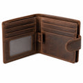 Portafoglio bifold uomo 12 x 10 x 2 cm in pelle marrone con chiusura a pressione