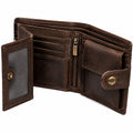 Portafoglio da uomo 12 x 9.5 cm in pelle marrone con portacarte e portamonete