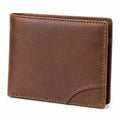 Portafoglio uomo 12 x 9.5 x 1.5 cm in pelle marrone a libro con tasca frontale