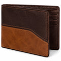 Portafoglio bifold 11.5 x 9.5 cm effetto pelle marrone scuro cuoio con portatessere