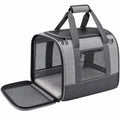 Trasportino per animali 45 x 25 x 30 cm in tessuto grigio e nero con rete traspirante