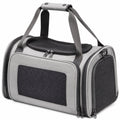 Trasportino per animali 45 x 28 x 30 cm in tessuto grigio con rete traspirante pieghevole