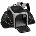 Zaino trasportino per animali 42 x 30 x 38 cm in tessuto sintetico grigio nero con rete ampliabile
