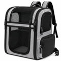 Zaino trasportino per animali 33 x 28 x 45 cm in poliestere grigio/nero con rete ventilata