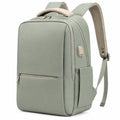 Zaino porta computer 30 x 16 x 42 cm in tessuto verde salvia con porta USB e scomparti organizzati