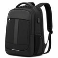 Zaino da viaggio 32 x 16 x 46 cm in tessuto nero con porta USB e scomparti multipli