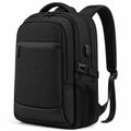 Zaino porta computer 46x31x18 cm in tessuto sintetico nero con porta USB per lavoro e viaggio