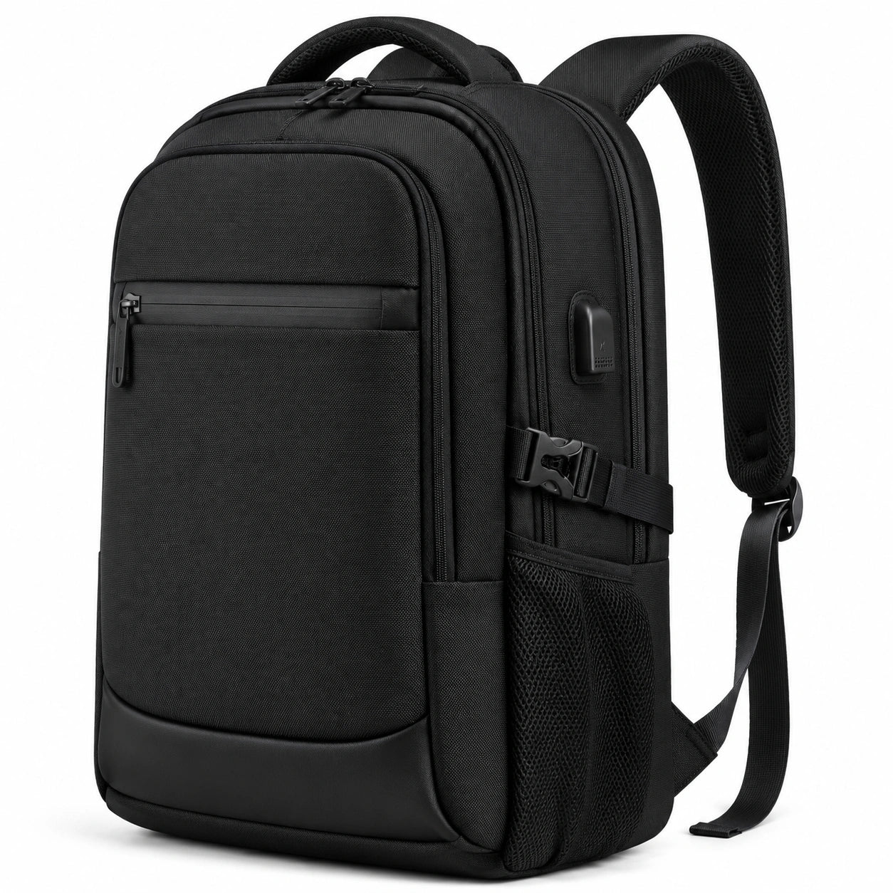 Zaino porta computer 46x31x18 cm in tessuto sintetico nero con porta USB per lavoro e viaggio