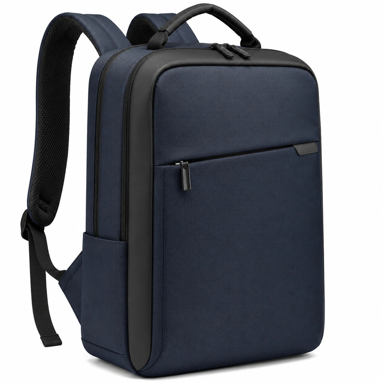Zaino porta computer 31 x 14 x 44 cm in tessuto sintetico blu navy e nero con tasca frontale