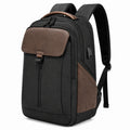 Zaino porta computer 32 x 18 x 45 cm in poliestere nero/marrone con tasche multiple stile urbano